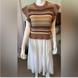 Elan Brown and Cream Knit Sweater